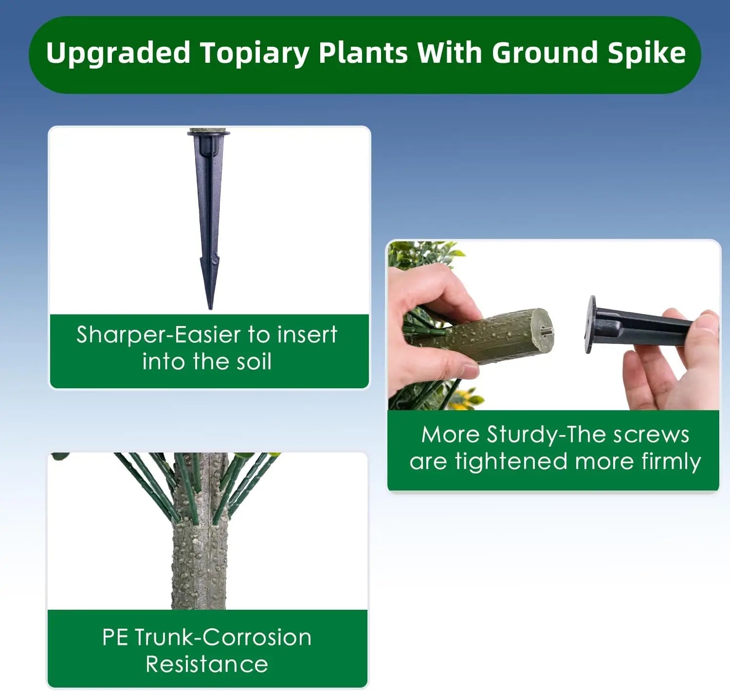 Set Of 2 Artificial Topiary Ball Trees Metal Stakes, 21.6" Color Options