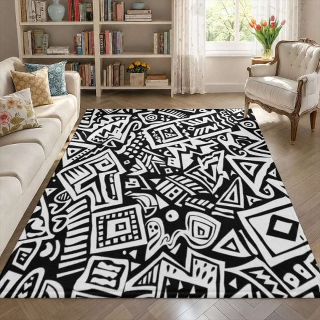 Casual classy's Artistic Bird Pattern Non-Slip Carpet, Colorful Bohemian Style Large Carpet