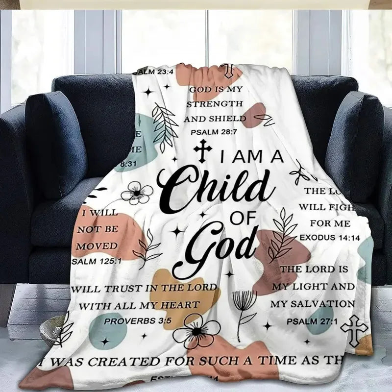 Christian Themed Letter Pattern Napping Blanket Select Size