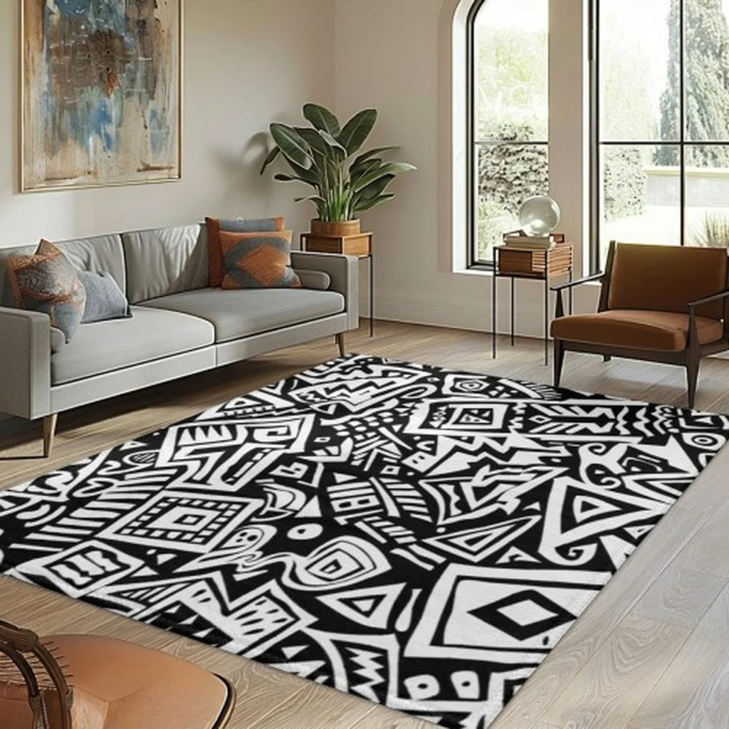 Color Splash Country Rug, Abstract Colorful Town Rug, Machine Washable, Non-Slip.