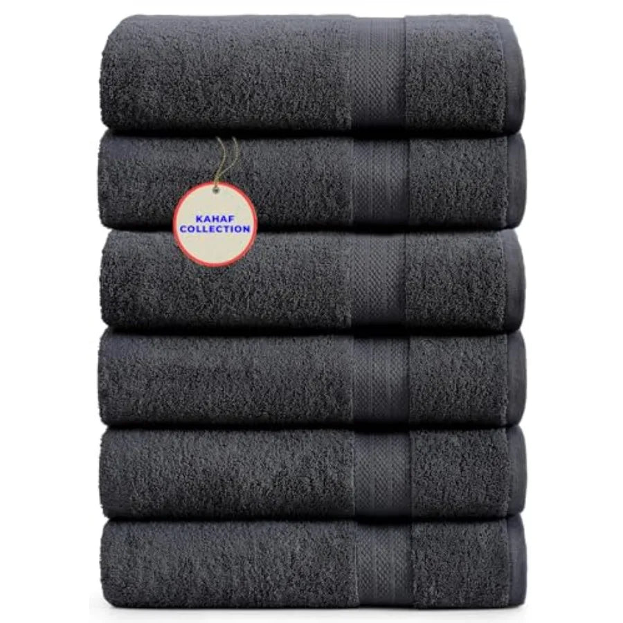 100% Cotton Bath Towels, 24x48 Pack of 6 Towels, Quick Dry