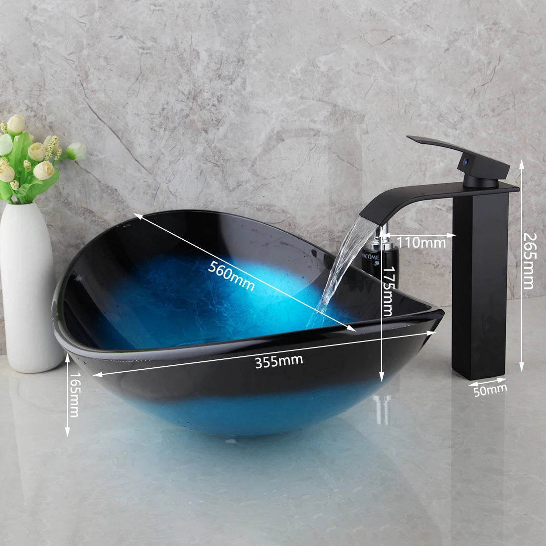 Bathroom Sink Countertop Basin Bowl with Faucet