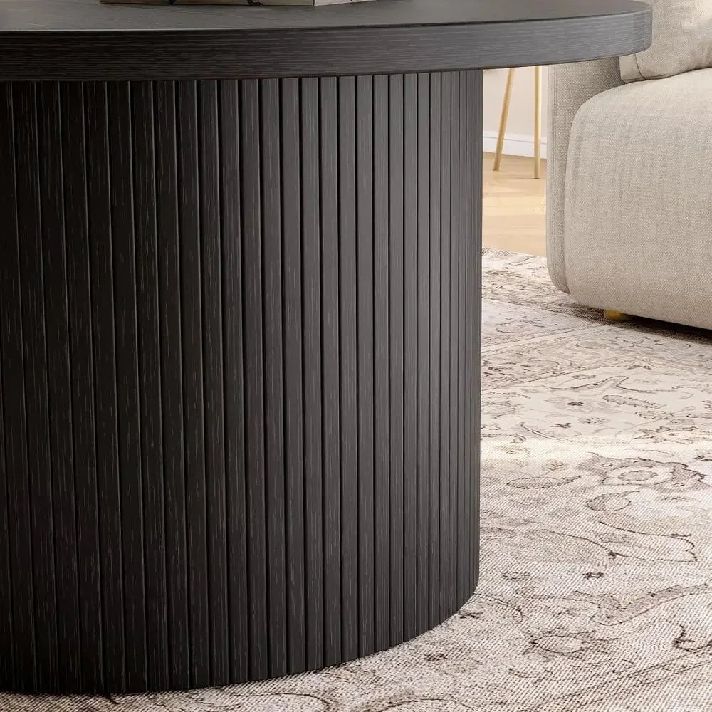 Tambour Design 31.5" Round Coffee Table, Tambour