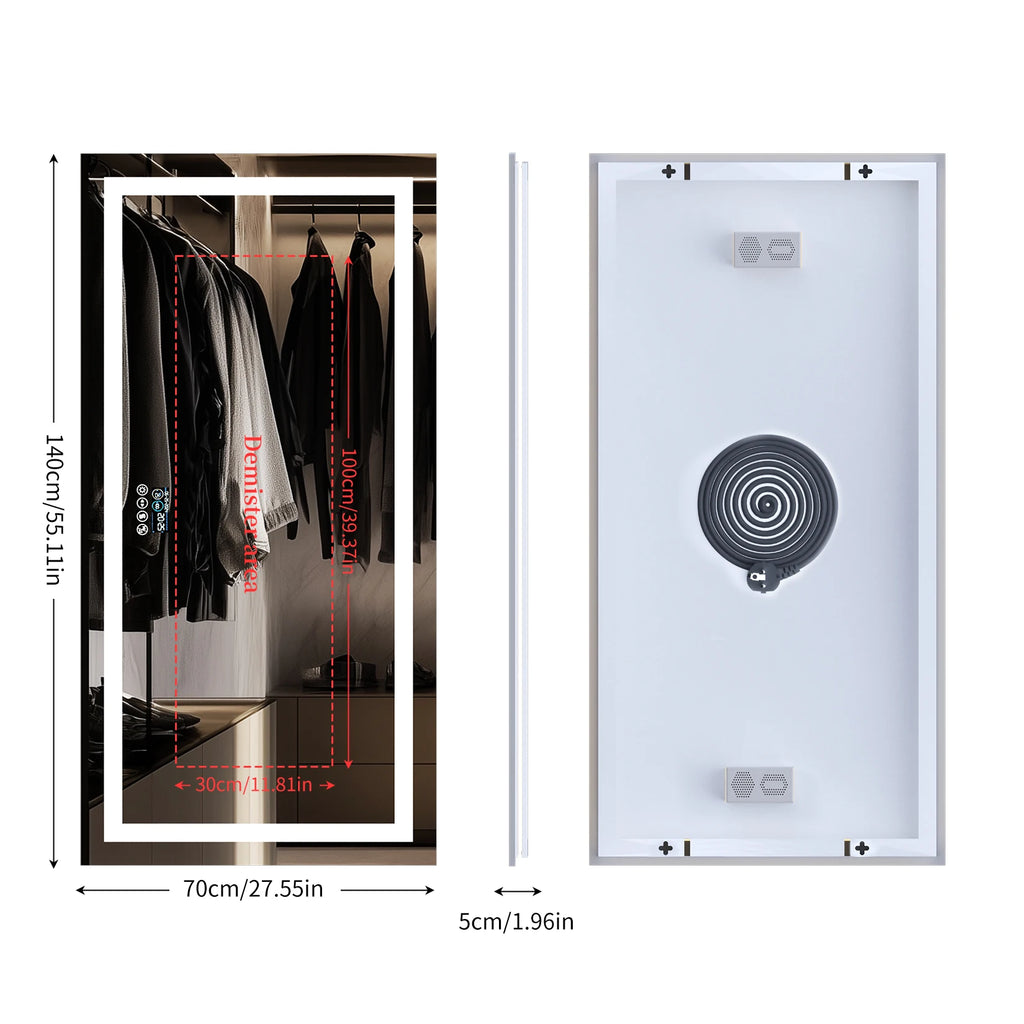 Musical LED Bathroom Mirror with Lights Vanity Make Up Mirror Dimmable