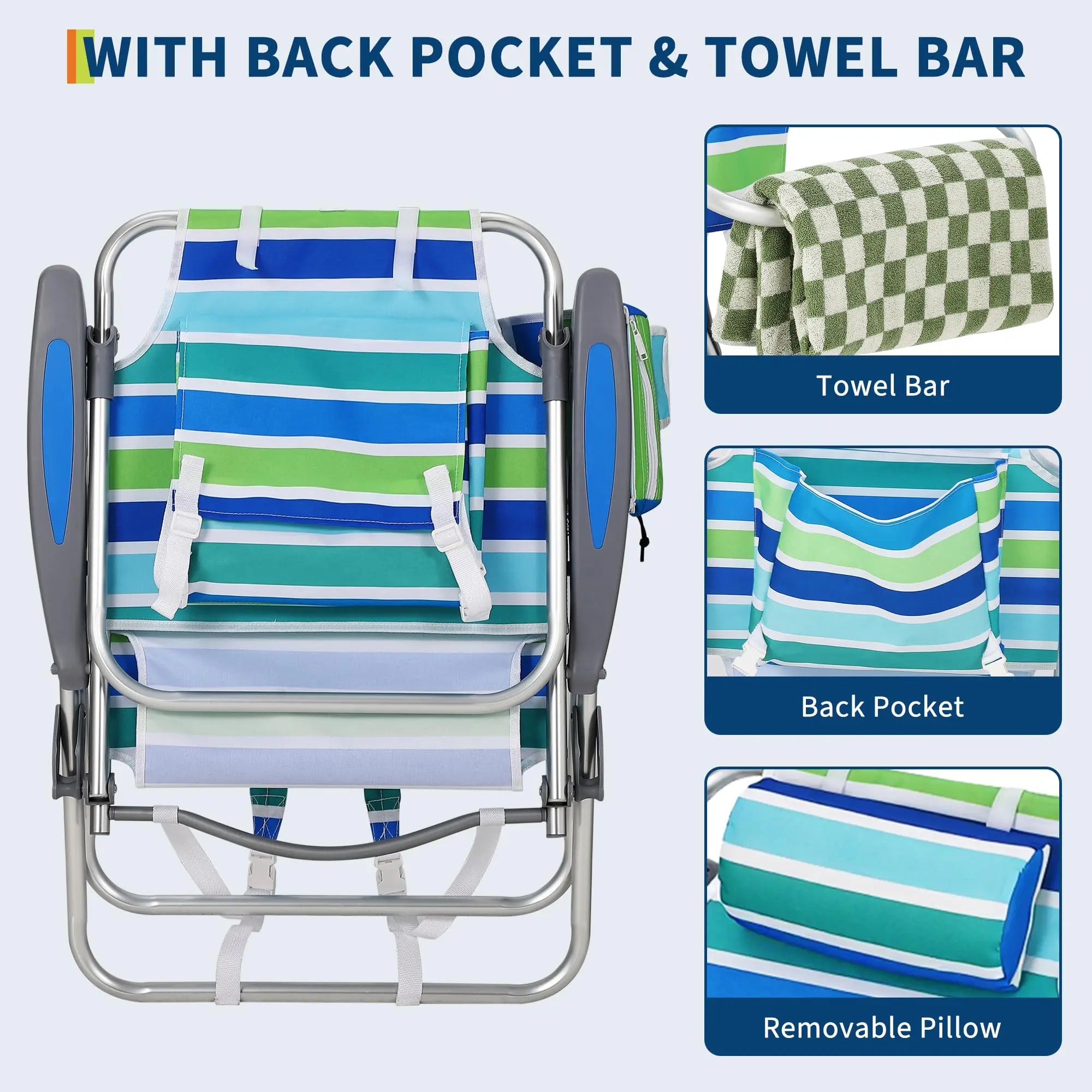 2 Pack High Backpack Beach Chair