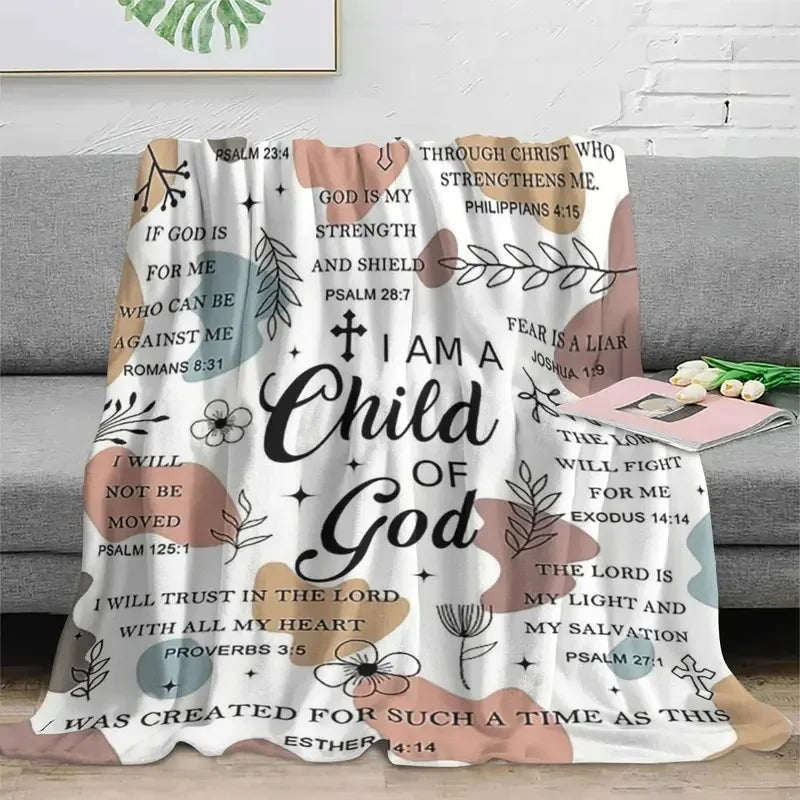 Christian Themed Letter Pattern Napping Blanket Select Size