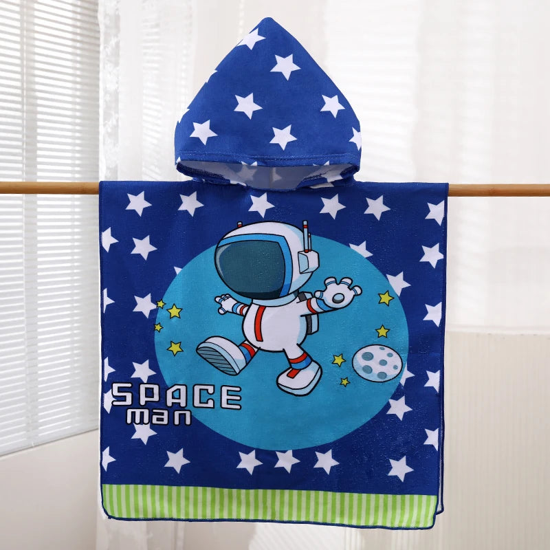 Children's Cartoon Hooded Beach Towel, Baby Bath Cape,