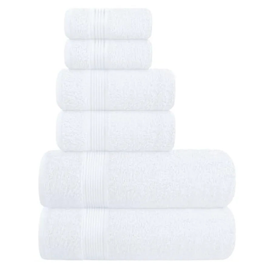 Ultra Soft 6 Pack Cotton Towel Set, Assorted Colors