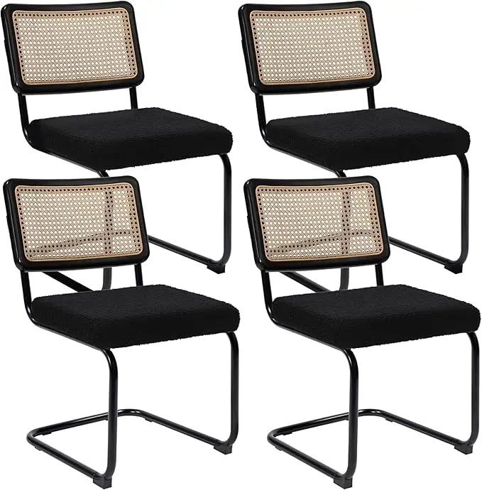 Modern Rattan Cane Dining Chairs or Barstools , Chrome Base,