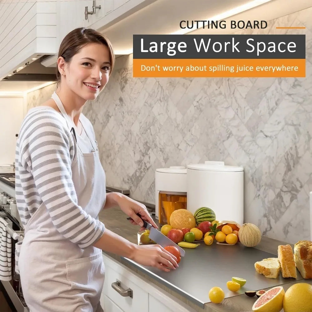 Easy to Clean Food Grade Stainless Steel Chopping Board 304 Cutting Board Non-slip Edge