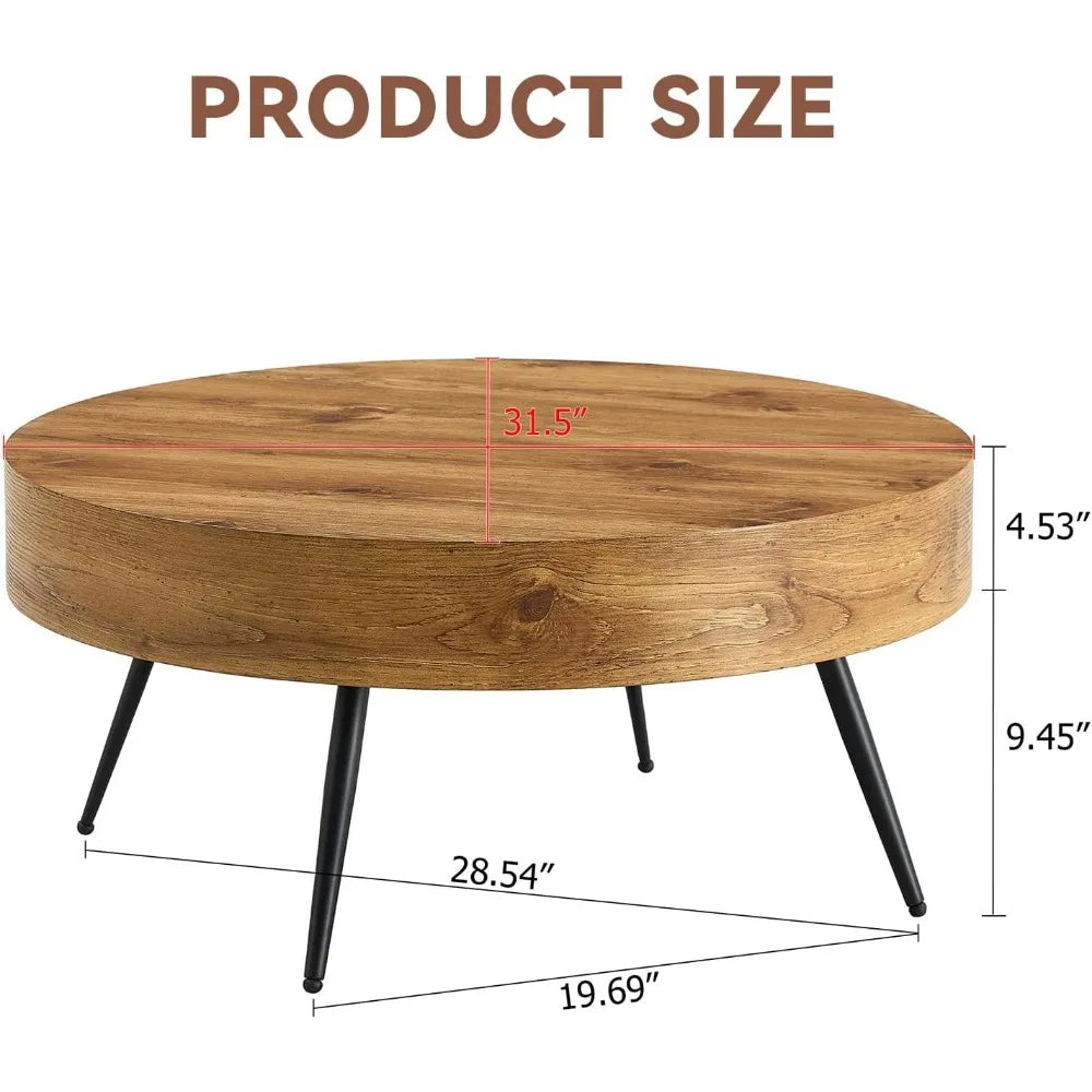 Beautiful Round Coffee Table for Living Room, with Storage