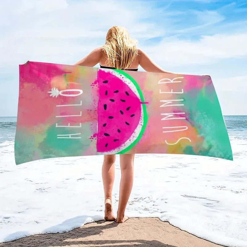 Summer Watermelon Pattern Beach Towel, Quick Dry Soft