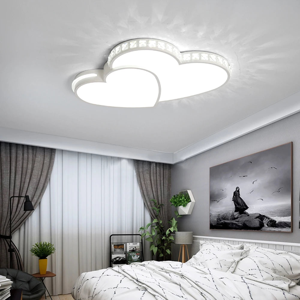 Modern Heart Shaped Ceiling Lights Crystal LED Flush Mount