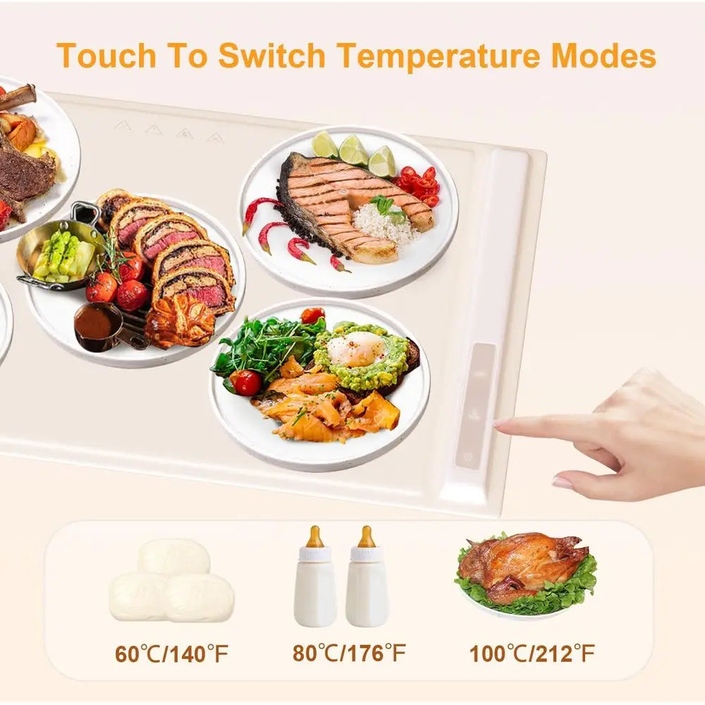 Electric Warming Tray with Adjustable Temperature, Upgraded Silicone