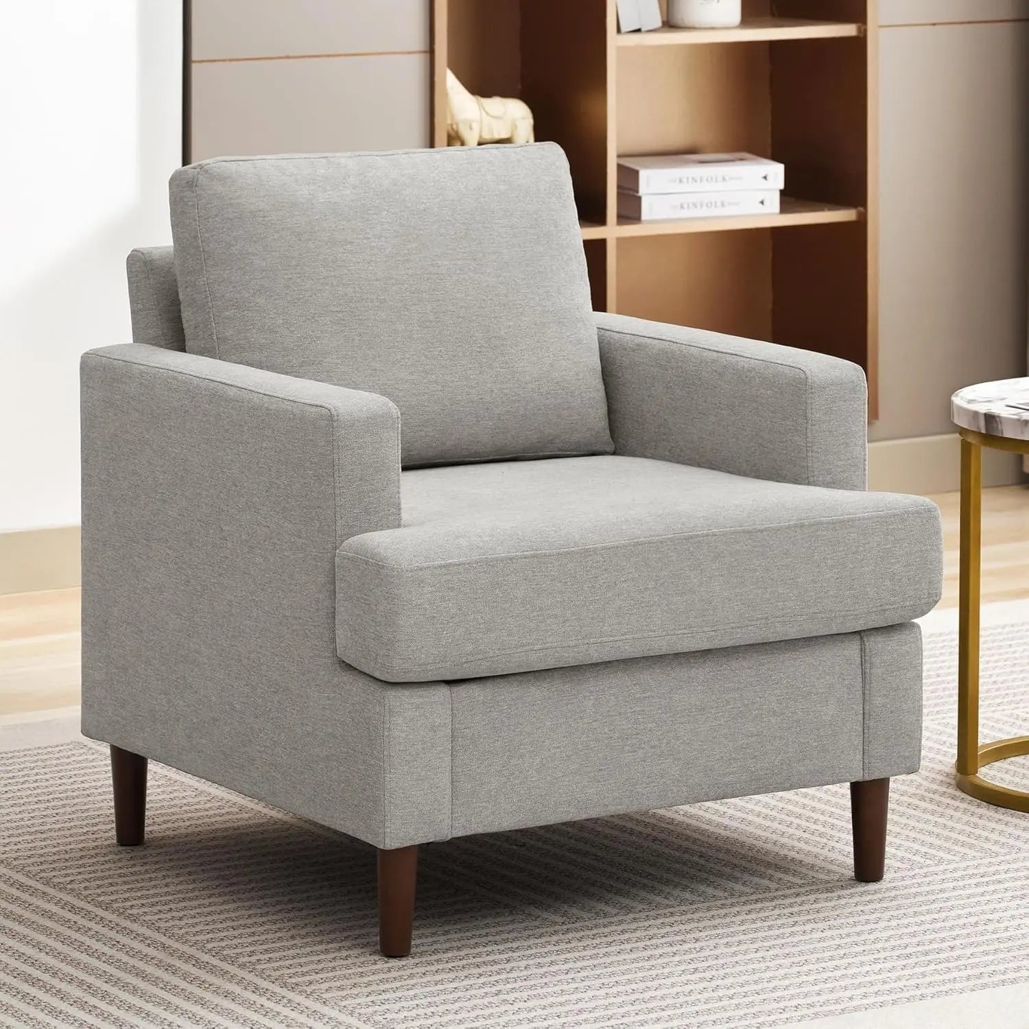 Mid-Century Accent Chair,Modern Linen Fabric Armchair