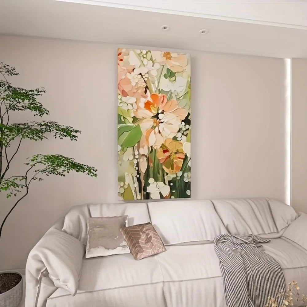 Vibrant modern abstract floral canvas wall art  3 sizes