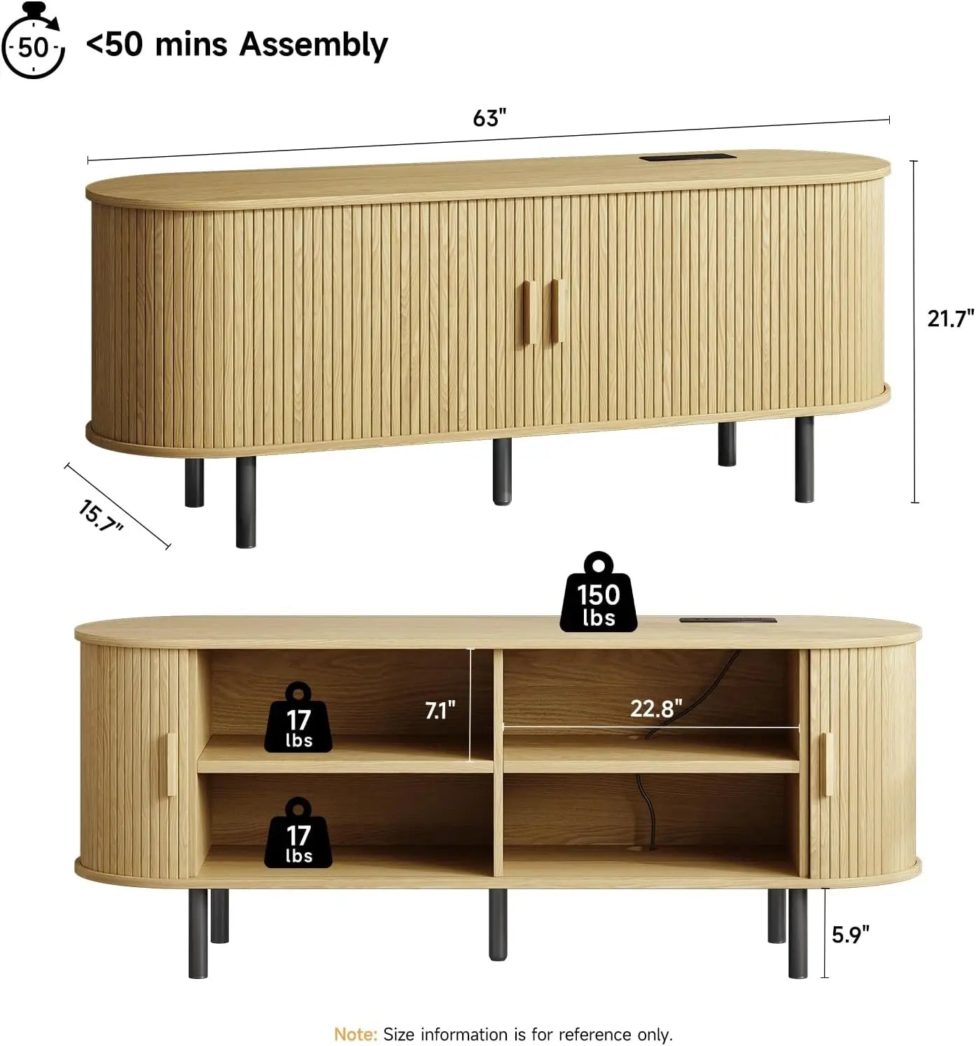 TV Stand with Power Outlet for TVs up to 60/70", Entertainment Center
