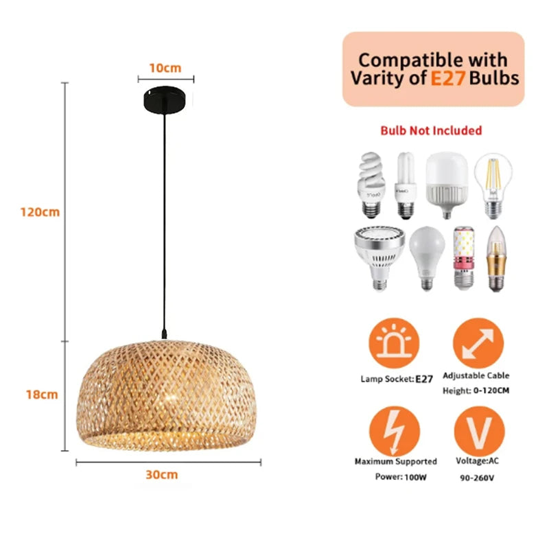 Bamboo Lantern 30cm Pendant Lamp