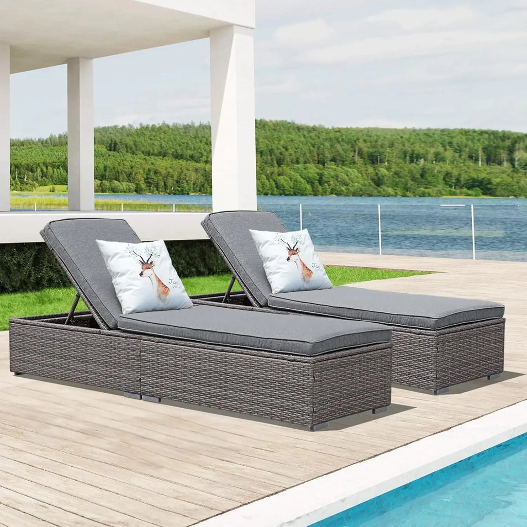 Outdoor Chaise Lounge Chairs, 2 Pieces  Wicker