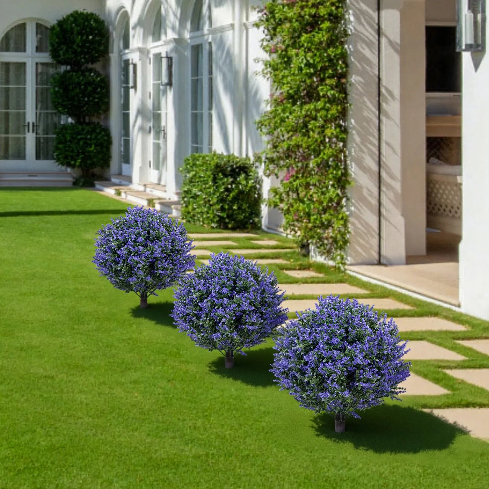 Artificial Bushes Oak Violet Ball Topiary  2PCS