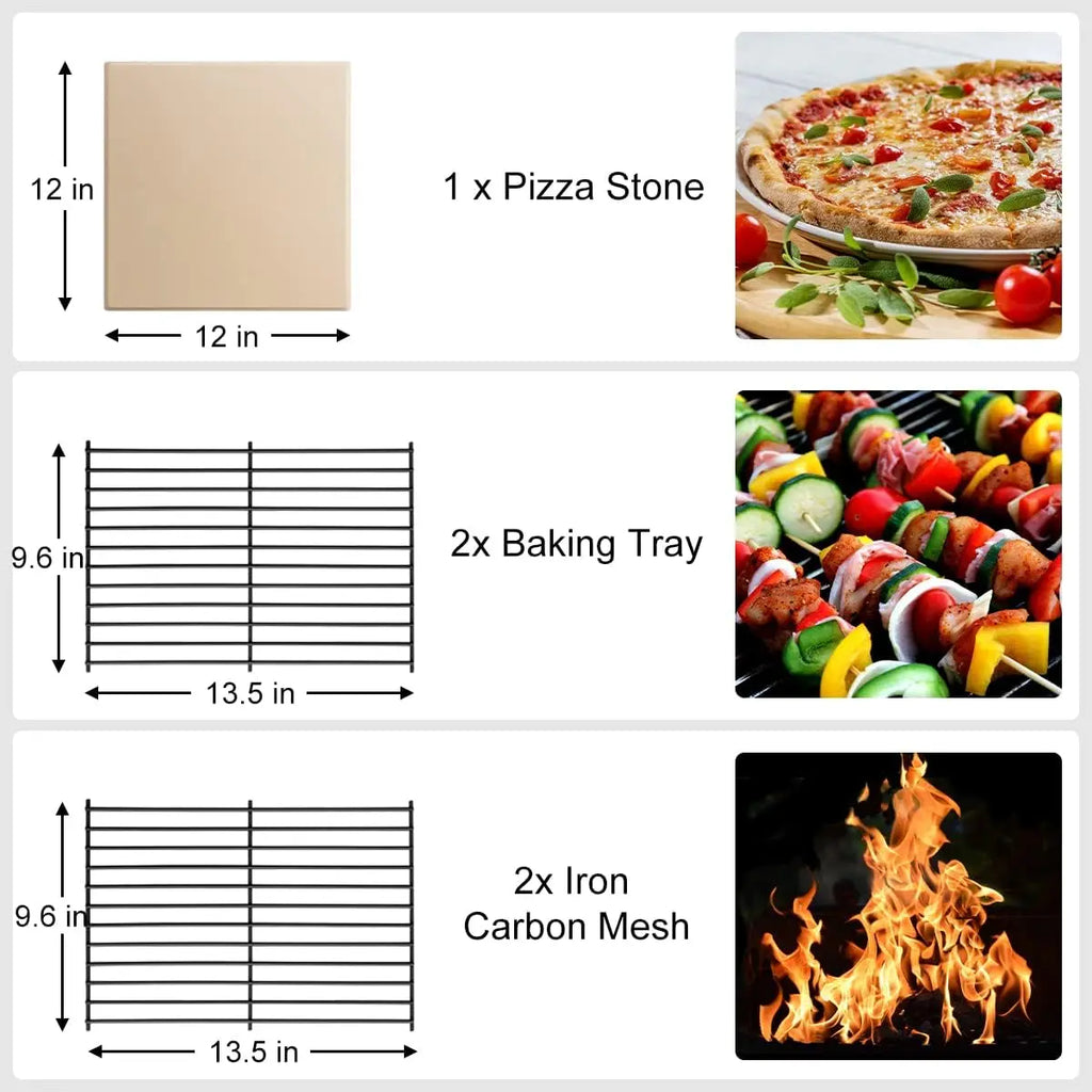Outdoor Pizza Oven, Wood Fired for Outside, Patio Maker With Stone, Peel, Grill Rack
