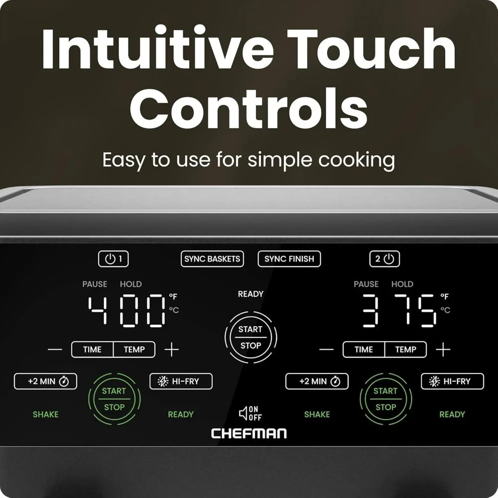 CHEFMAN 6 Quart Dual Basket Air Fryer Oven Easy View Windows