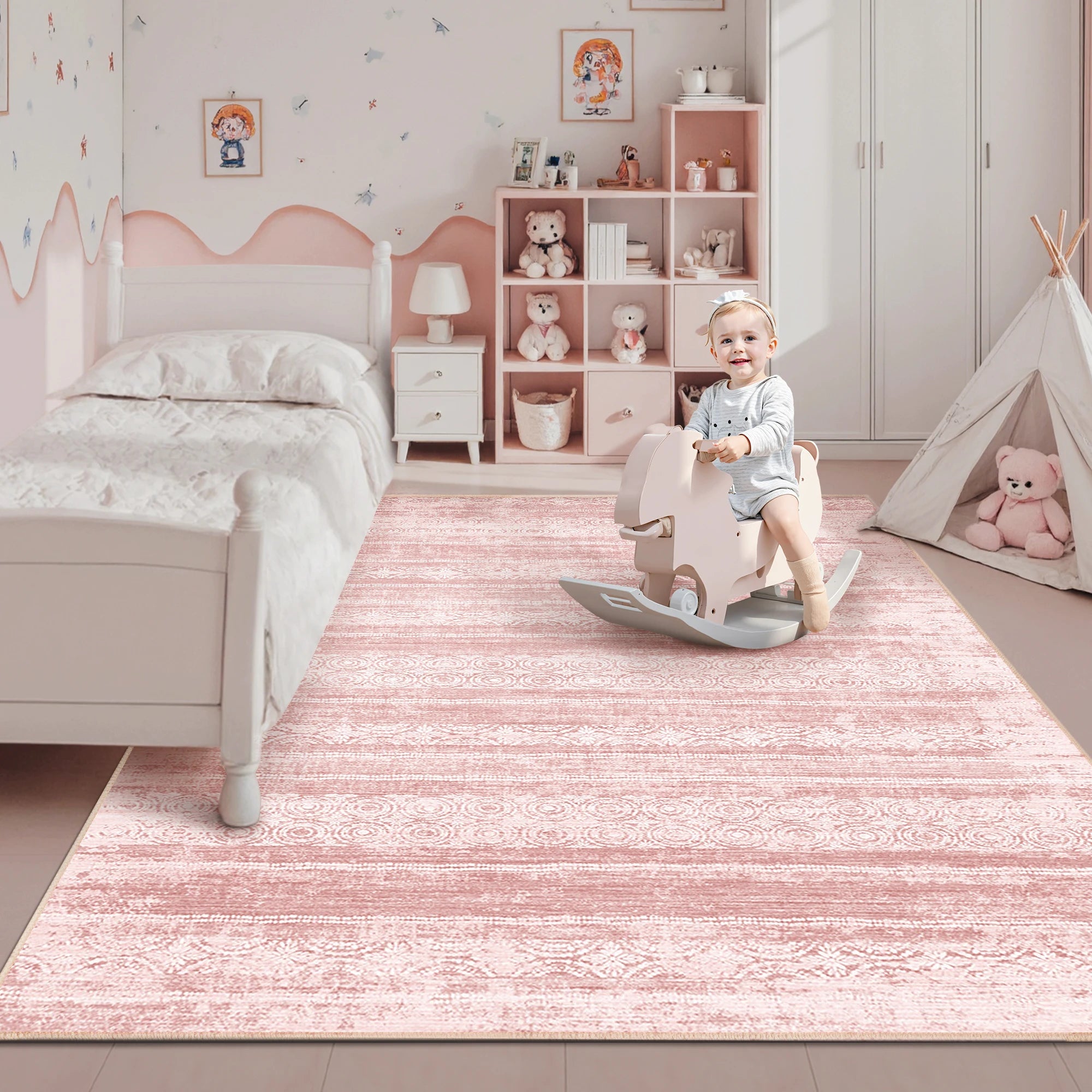 So Soft Dusty Pink 8x10 Rug - Cute Modern Boho -  Perfect For Indoor