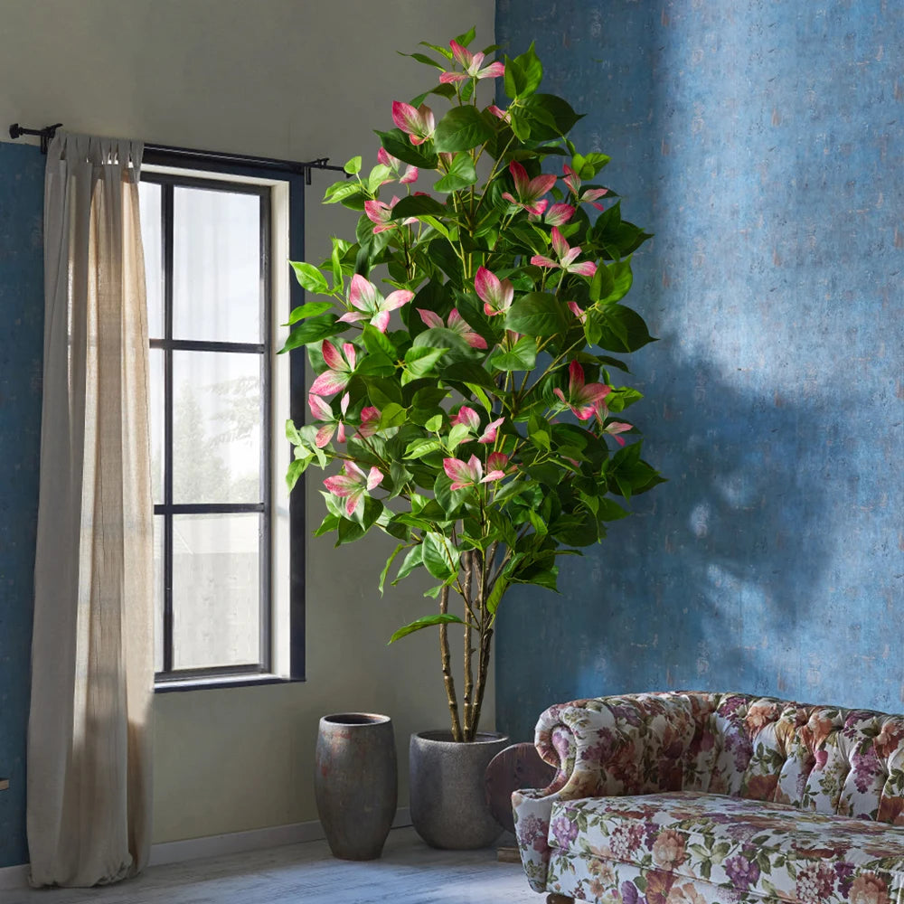 Large Artificial Ficus Tree Fake Magnolia Plants Branch Tall Banyan Tree Rubber