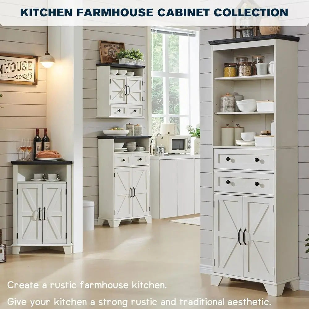 24 Wide Medicine Cabinet with Adjustable Shelf, Double Barn Doors, Storage Cabinet for Bathroom, Kitchen, Living Room, White