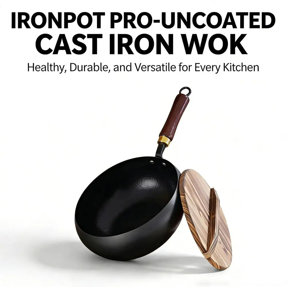 Thick Iron Pot Artisan Unenameled Cast Iron Casserole, NonStick
