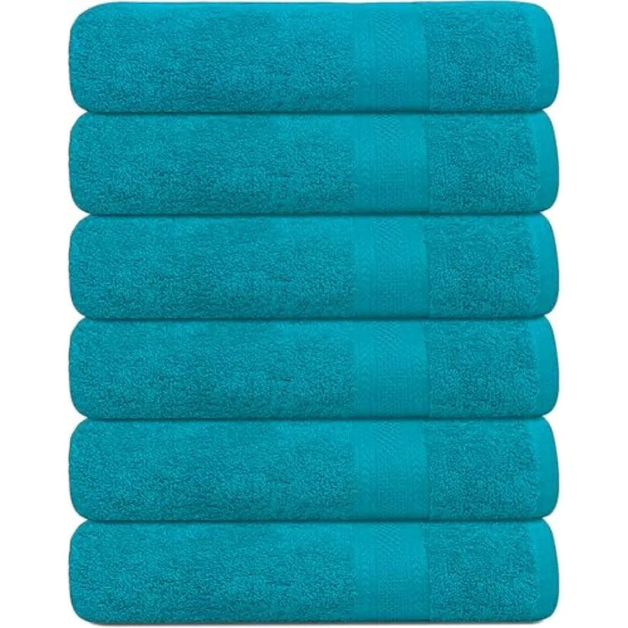 100% Cotton Bath Towels, 24x48 Pack of 6 Towels, Quick Dry