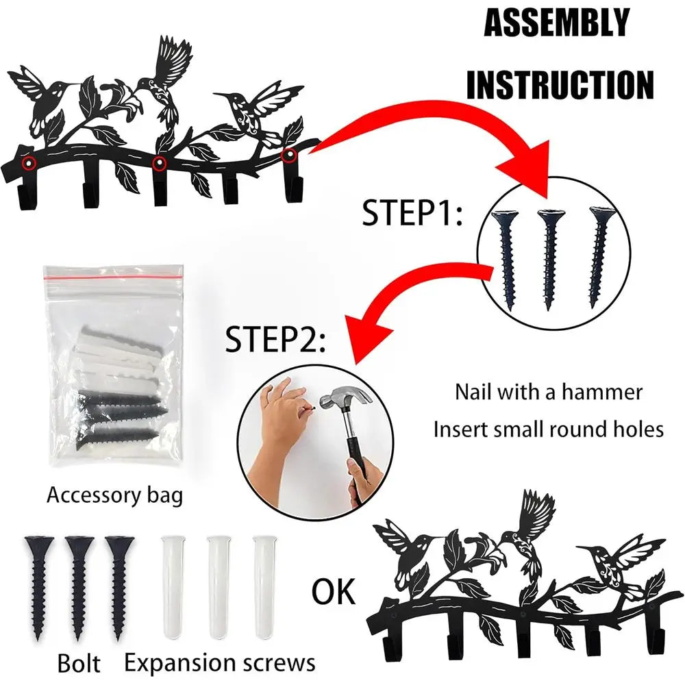 Great Gift Hummingbird Hanger and Key Holder - Black and so useful.