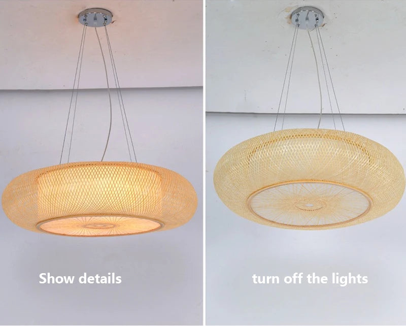 Bamboo Woven Ceiling Lamp Japanese  Circular Pendant Light