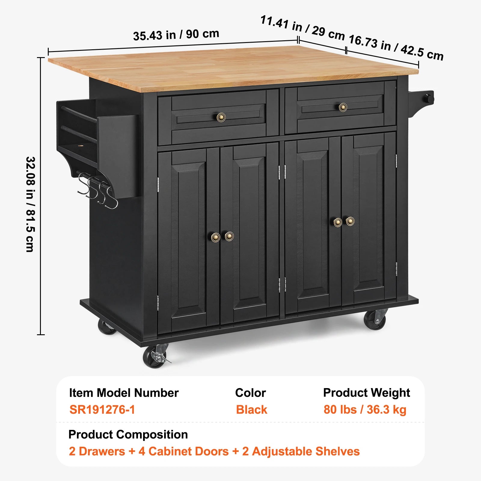 Fantastic Kitchen Island Cart Wood Top Mobile Carts