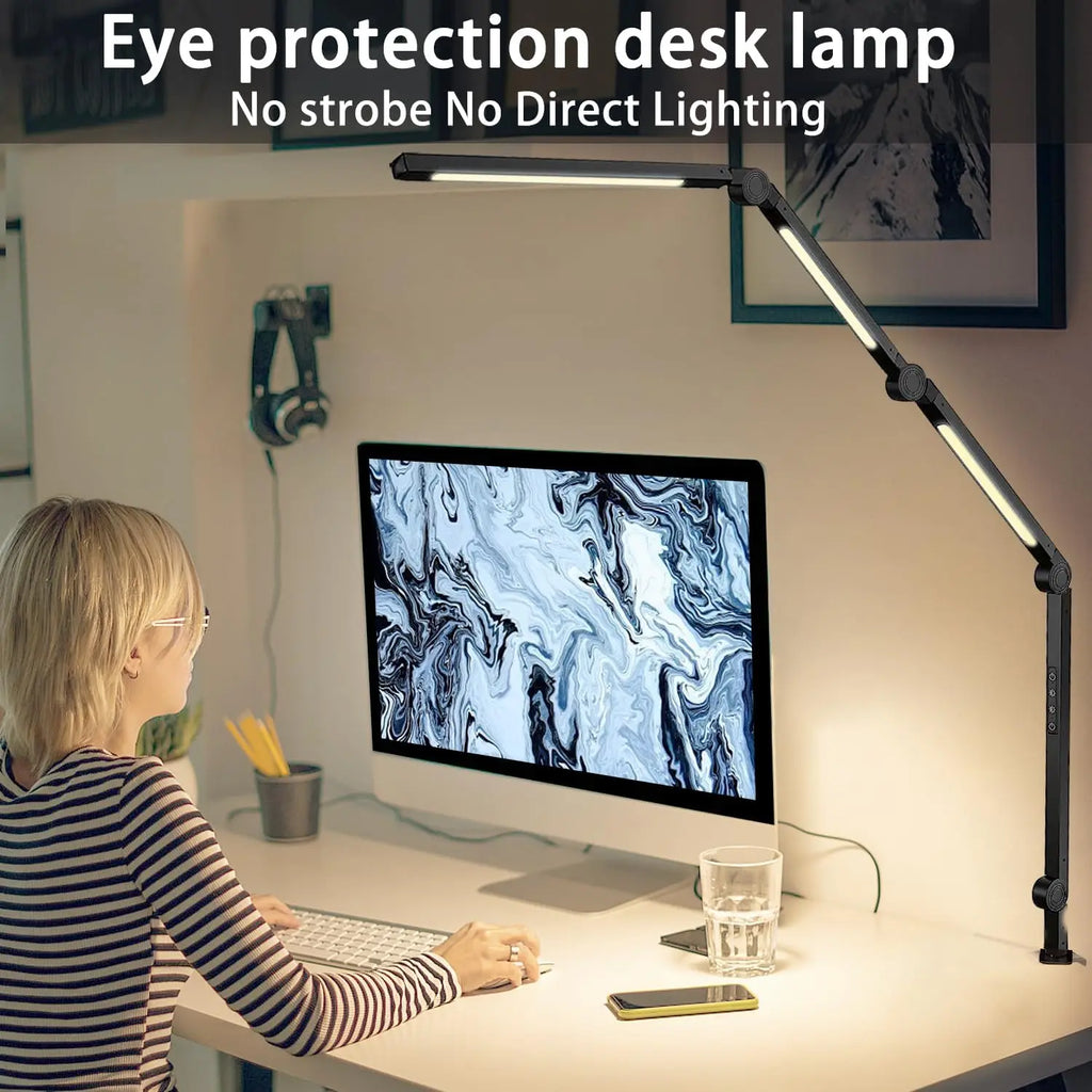 The Best LED Desk Lamp with Clamp Flexible Swing Arm Three light sources
