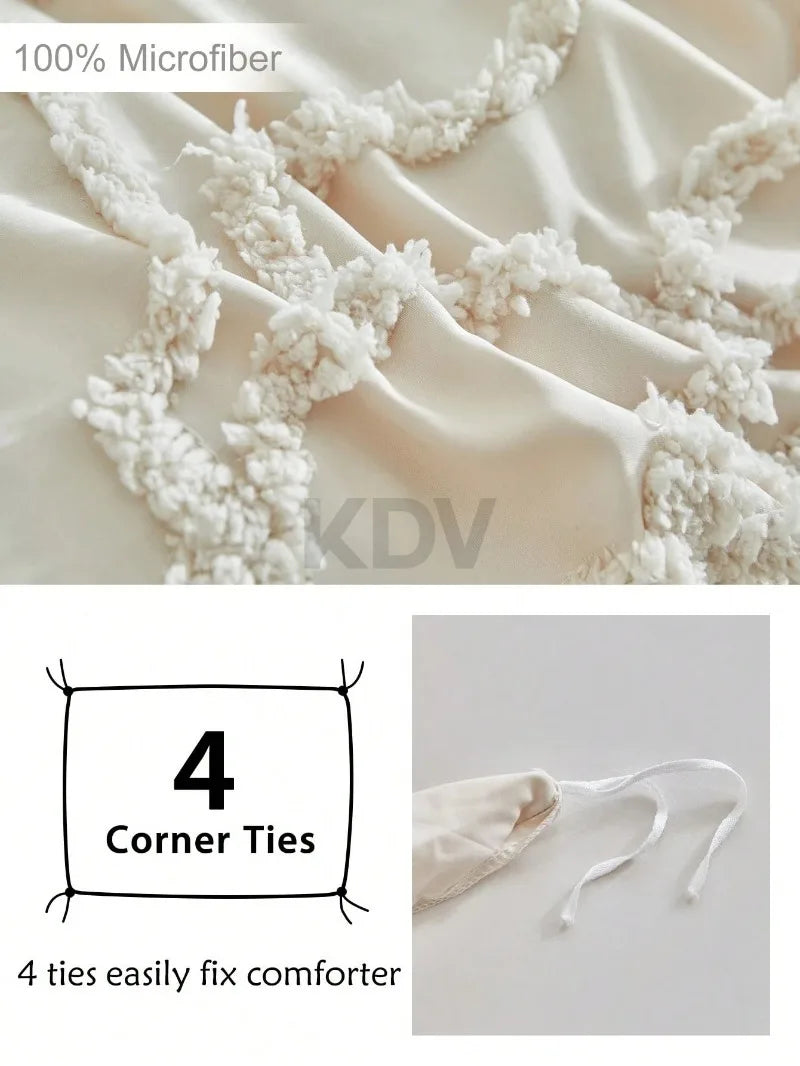 3D Rose Floral Tufted Duvet Cover Set High Quality and Pillowcases
