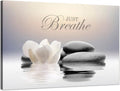Just Breathe Zen Wall Art,  White Lotus Flower Picture