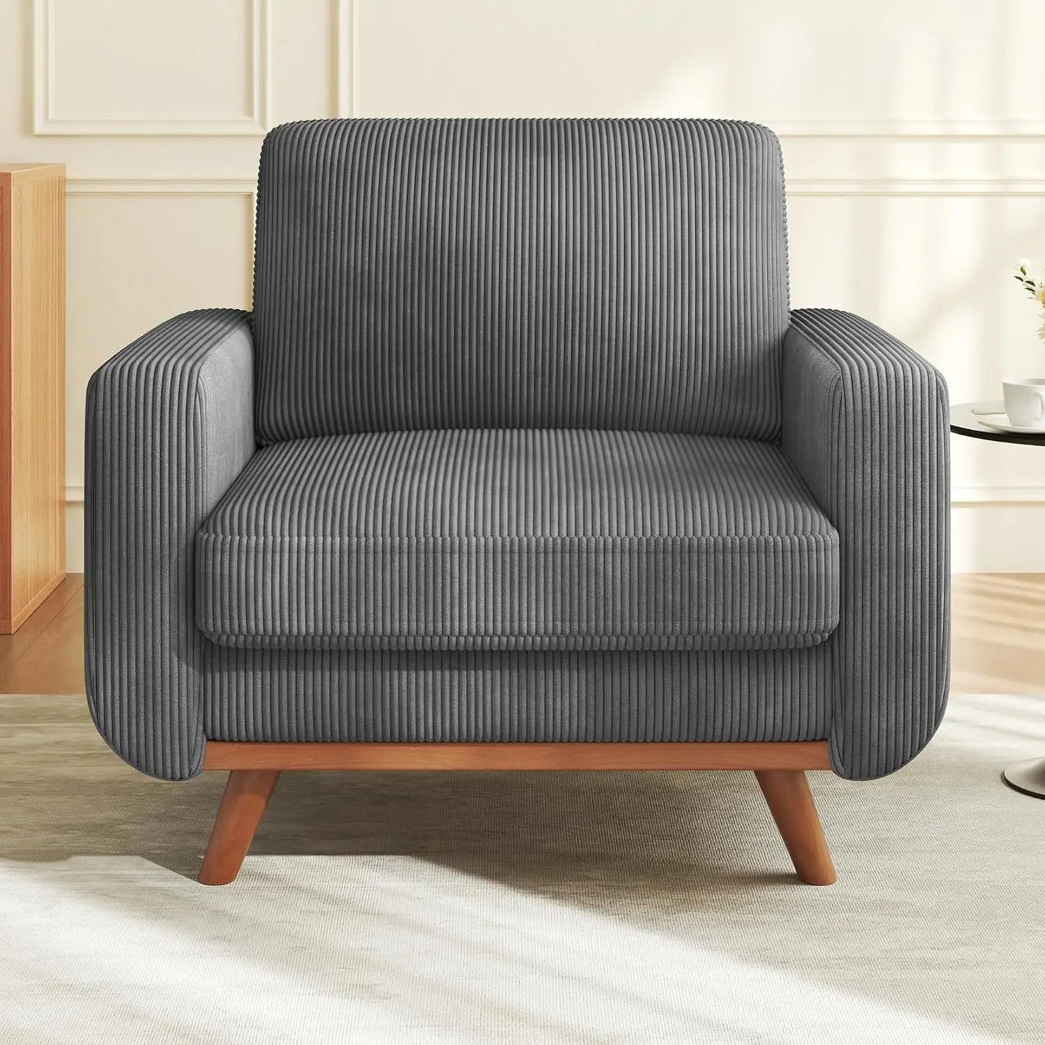 68" Green Loveseat Sofa, Comfy Corduroy with Spring Cushion