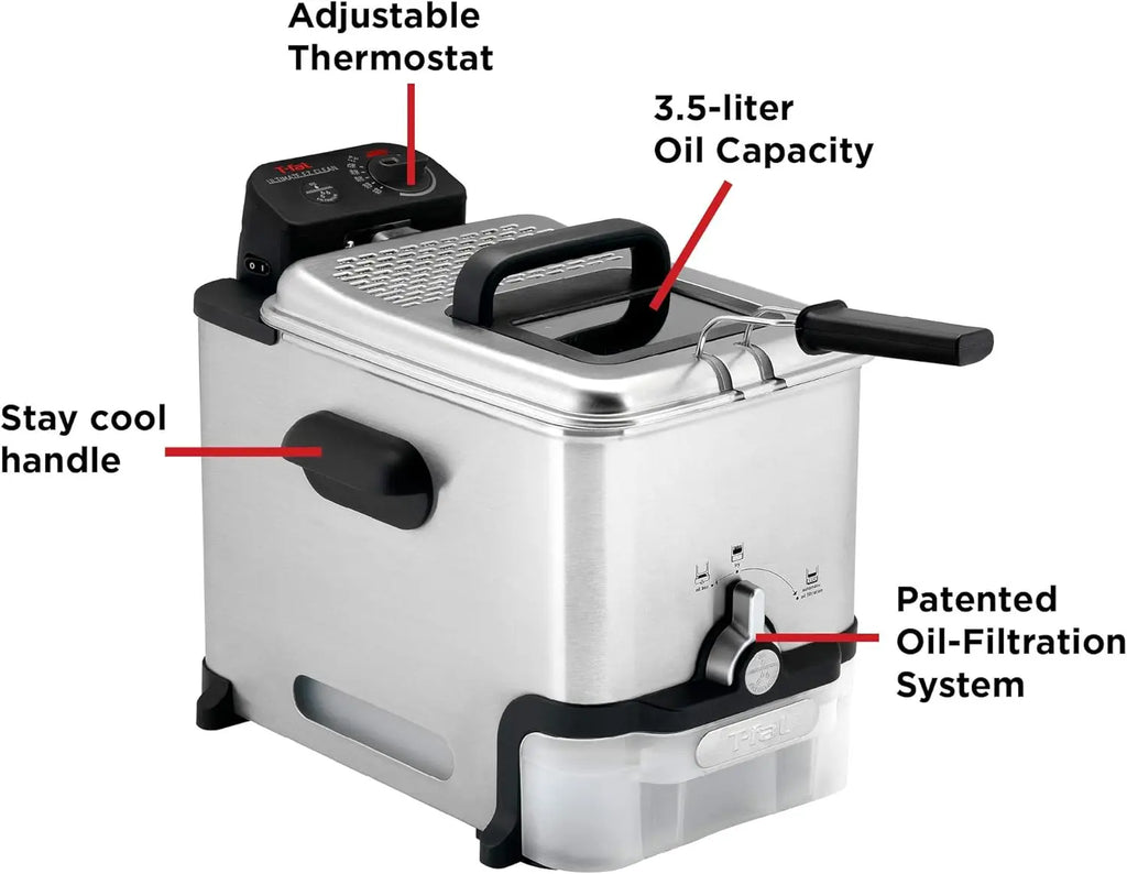 3.5L Stainless Steel Deep Fryer with Basket, 1700W