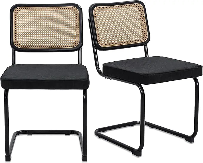 Modern Rattan Cane Dining Chairs or Barstools , Chrome Base,