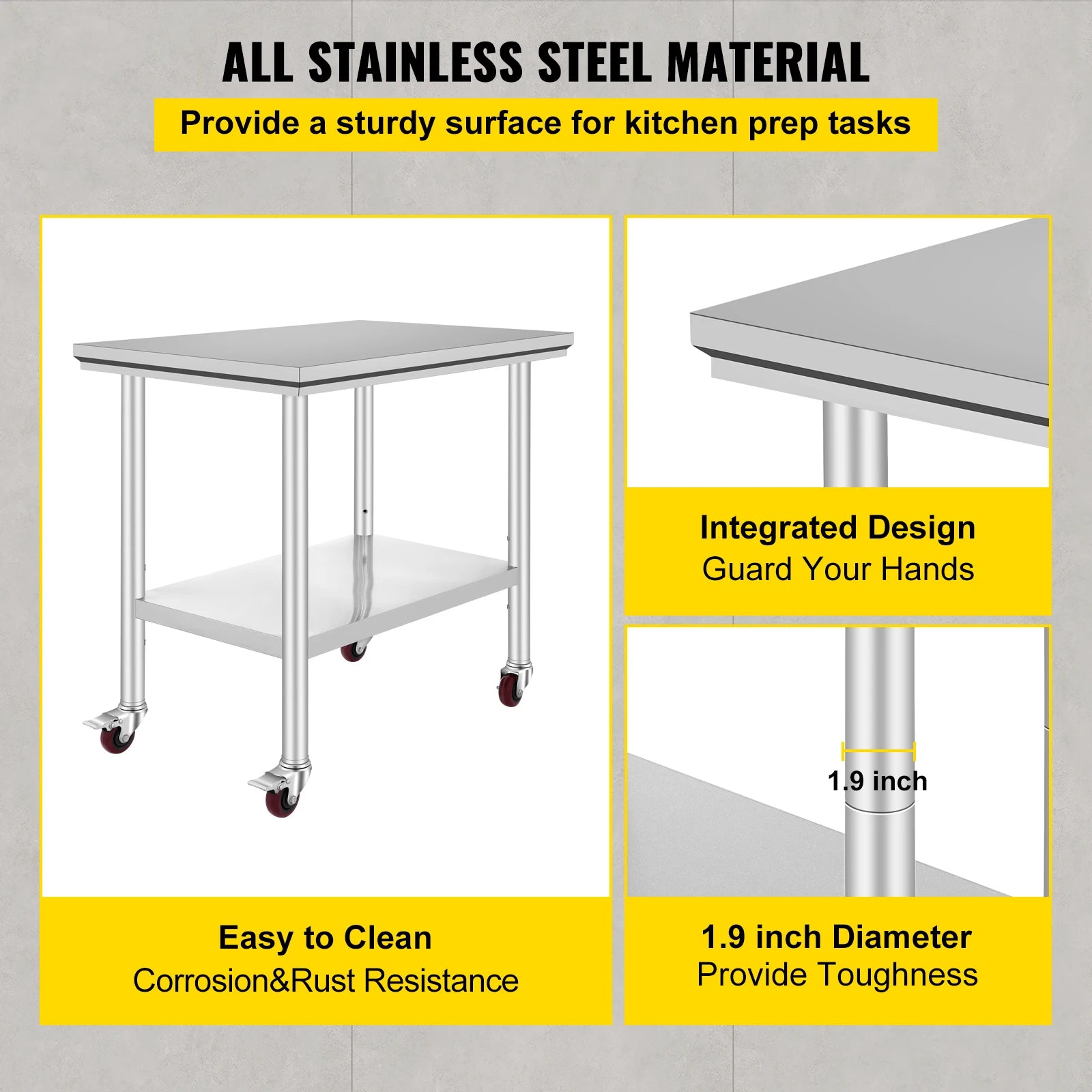 Stainless Steel Kitchen Worktable shelves Commercial Work Bench Table