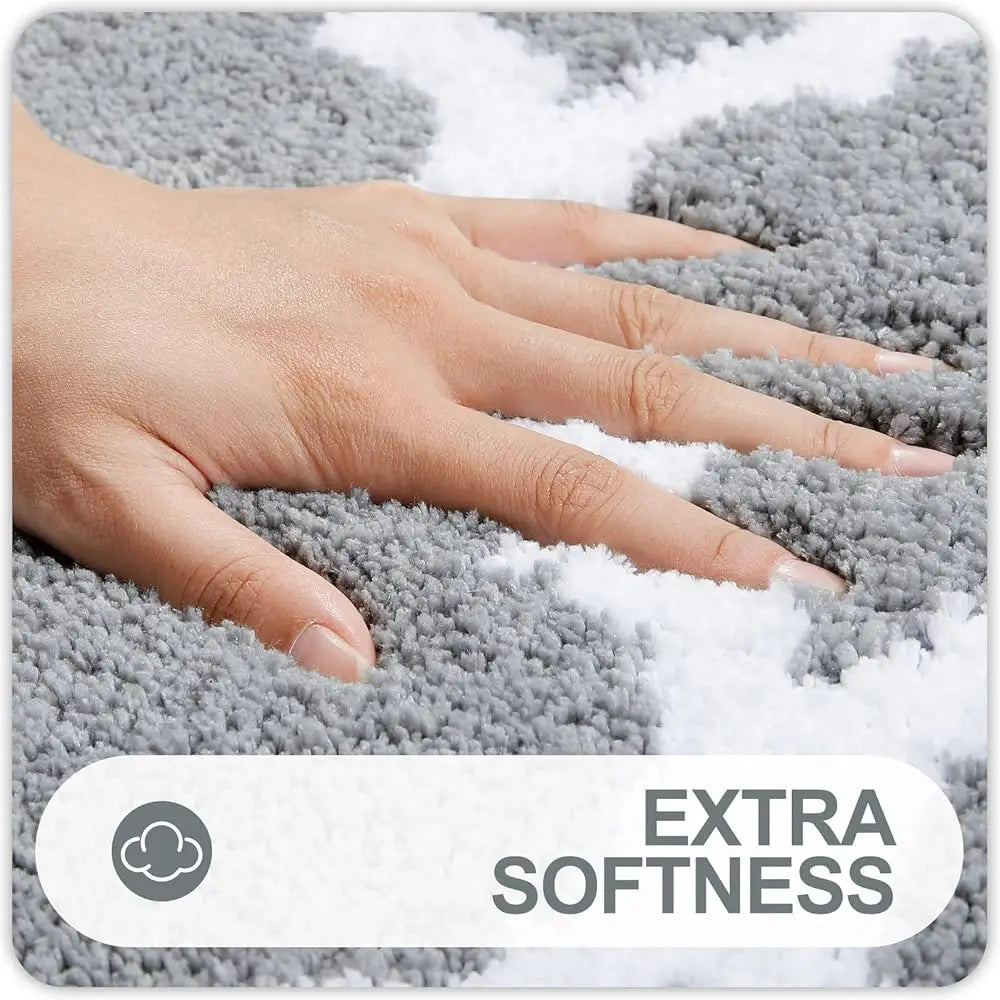 Bathroom Rugs Set 2 Piece, Microfiber,Mat And U-Shaped Toilet Rug,