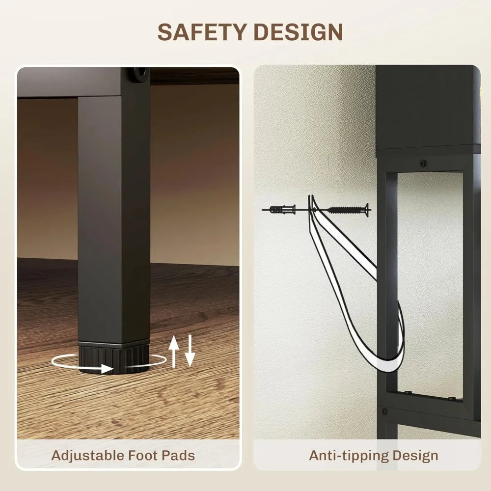 Kitchen Bakers Rack with Power Outlet, Coffee Bar Cabinet with Storage Shelves