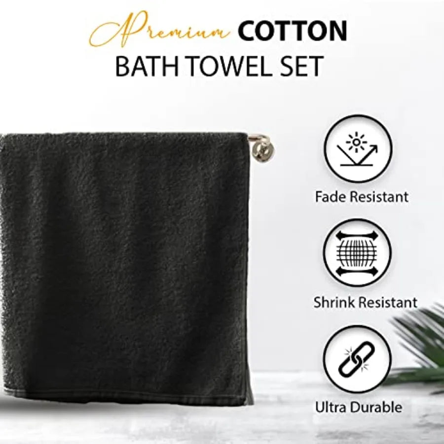100% Cotton Bath Towels, 24x48 Pack of 6 Towels, Quick Dry