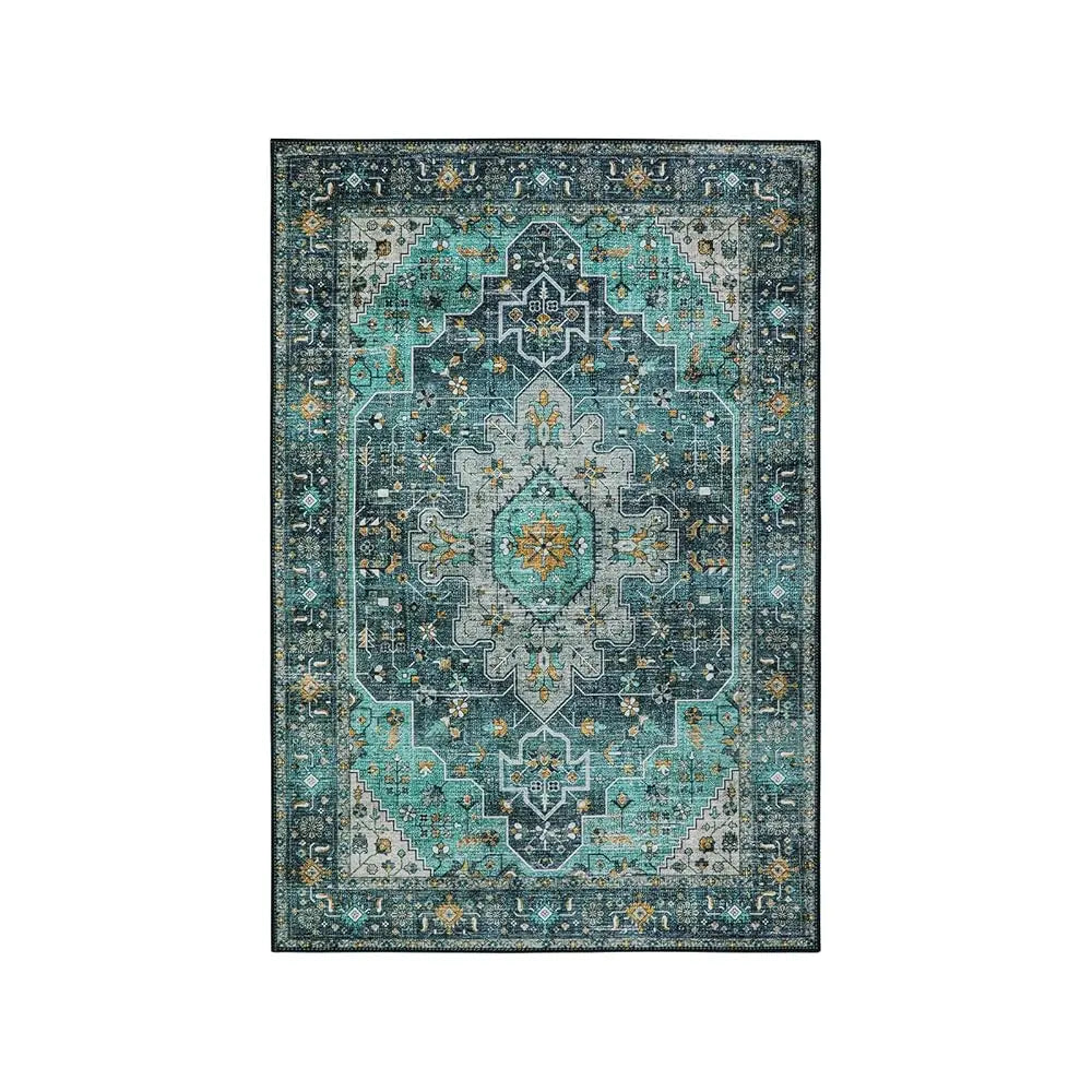 Ultra-Thin Washable Area Rug - 2X3 Teal Small Entryway Rug Front