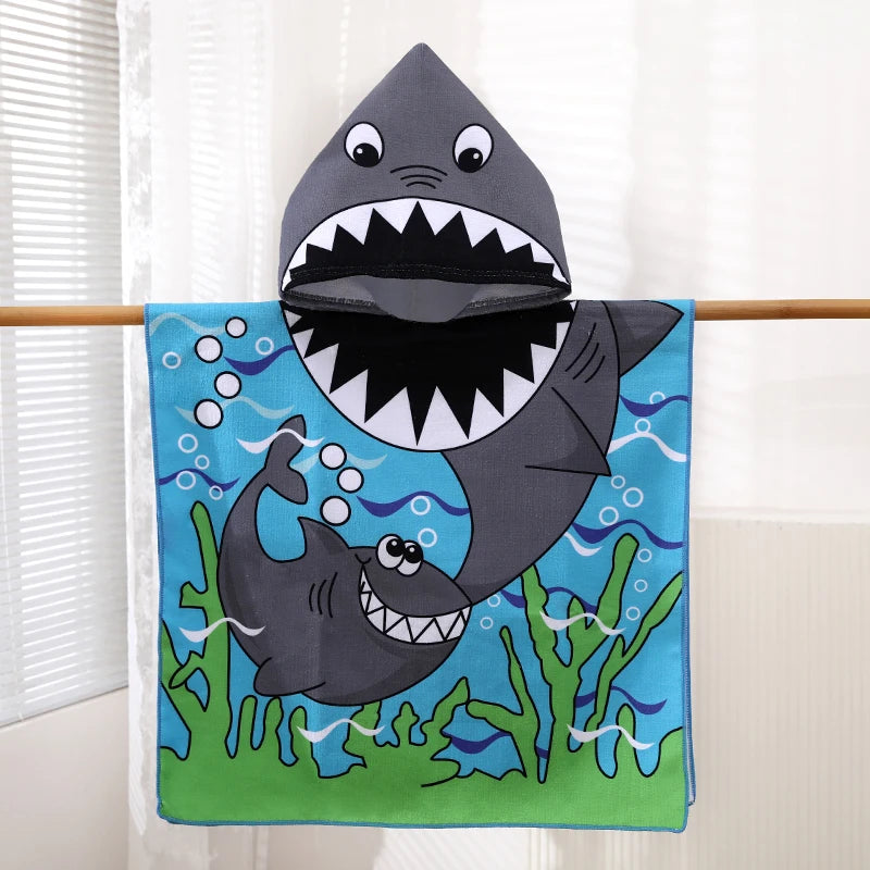 Children's Cartoon Hooded Beach Towel, Baby Bath Cape,