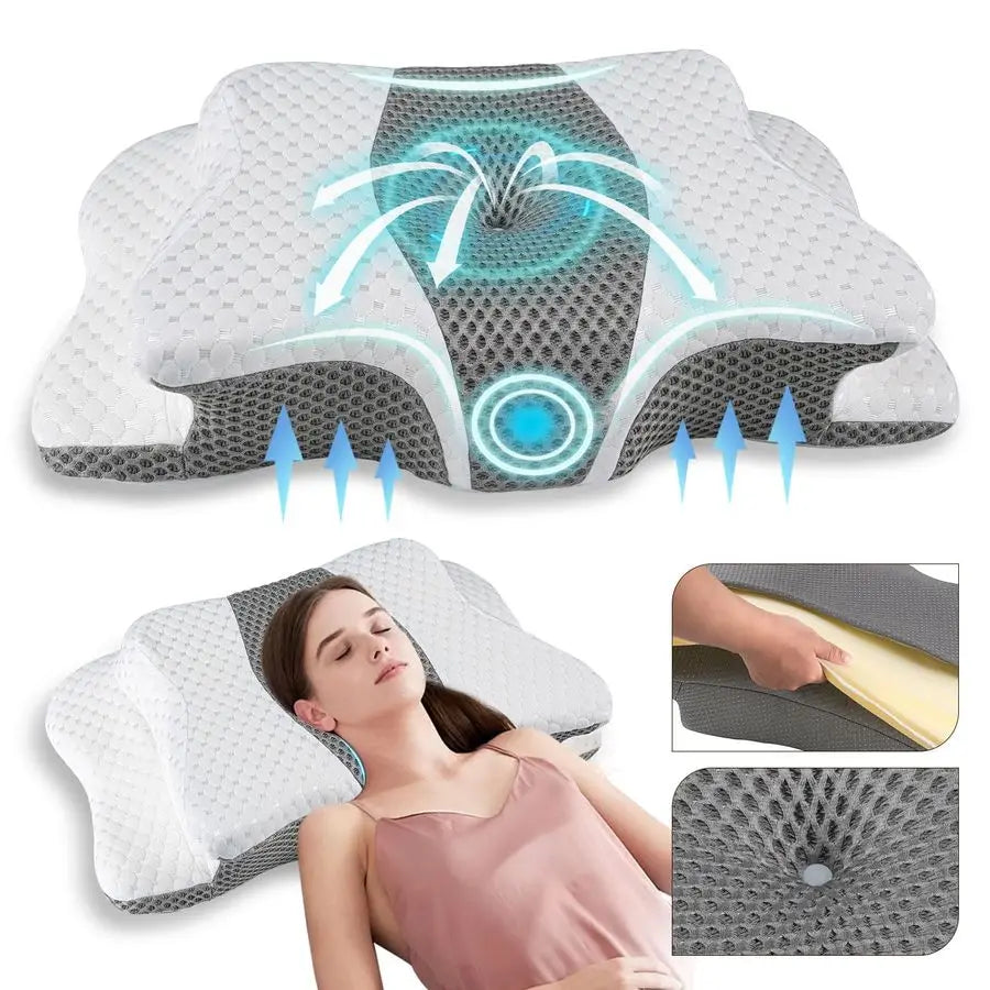 Pain Relief Cervical Pillow for Neck Support,Adjustable,Orthopedic Memory Foam