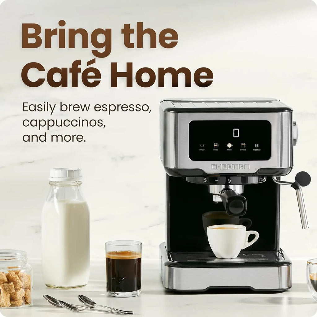 Fresh Espresso 15-Bar Pump Espresso Machine with Steam Wand