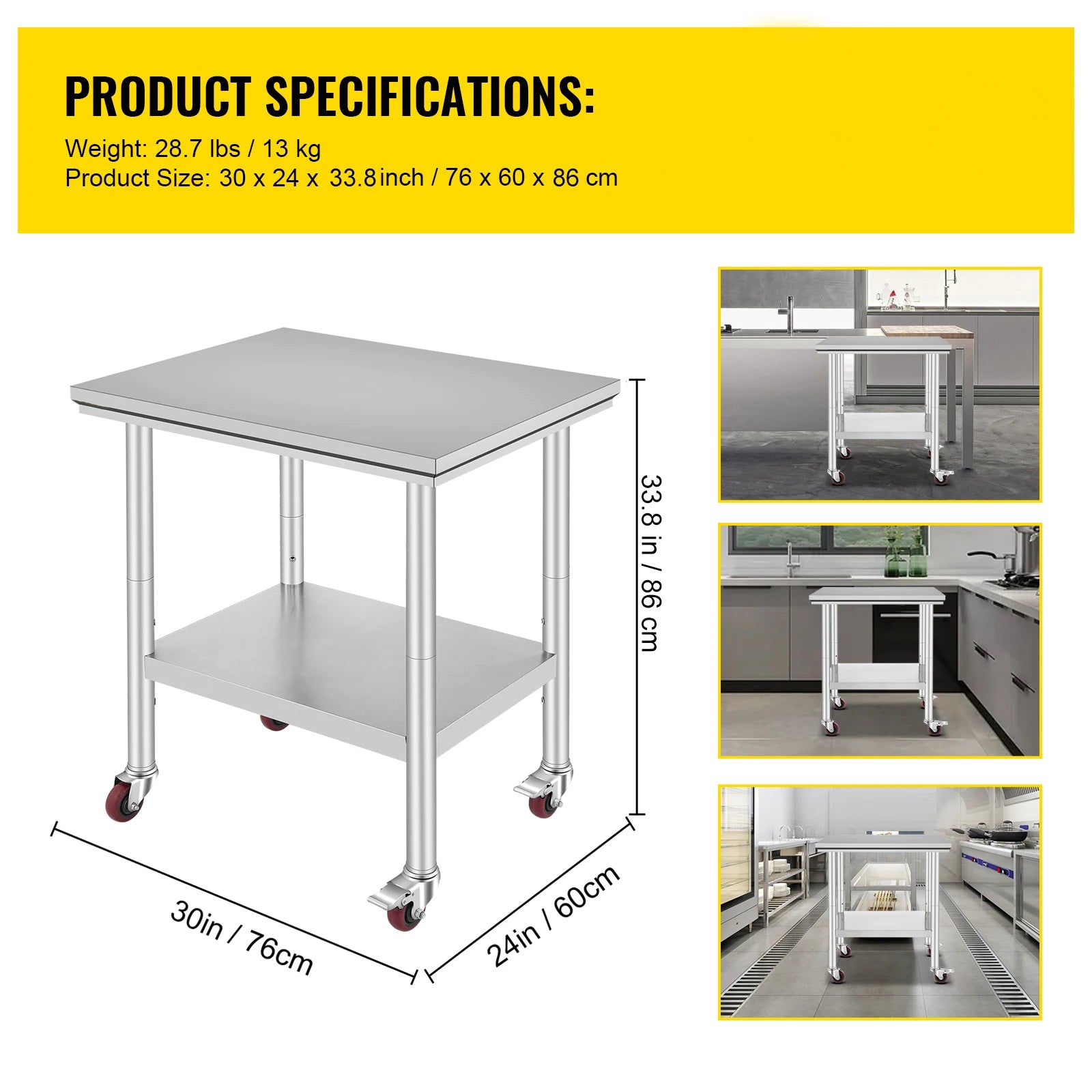 Stainless Steel Kitchen Worktable shelves Commercial Work Bench Table