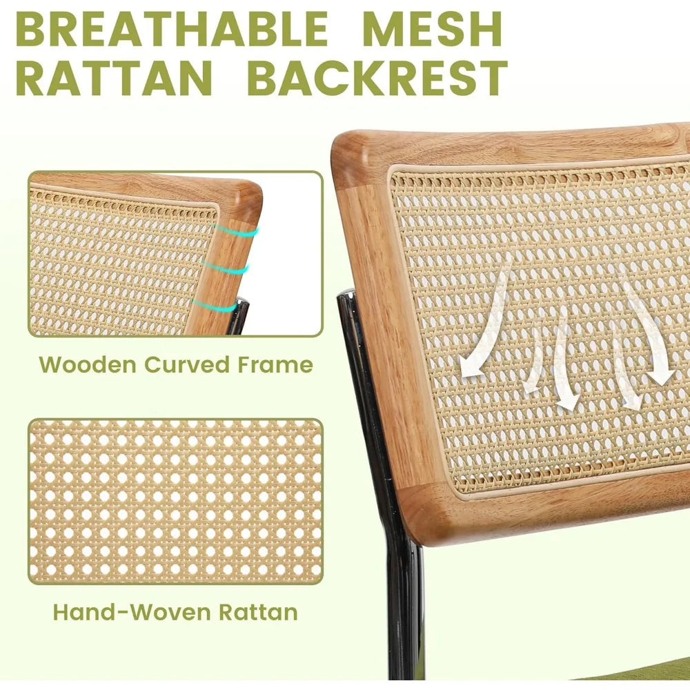 Modern Rattan Cane Dining Chairs or Barstools , Chrome Base,